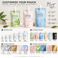 Pochette souple à bec verseur personnalisée avec logo OEM, 30 ml-5 L, étanche, en plastique souple, pour crème cosmétique et soins de la peau