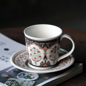 Ensemble tasse et soucoupe à café <span class=keywords><strong>vintage</strong></span> en <span class=keywords><strong>porcelaine</strong></span> à motifs floraux ethniques, vaisselle multicolore en <span class=keywords><strong>porcelaine</strong></span> fine - Product Image 1