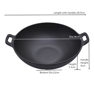<span class=keywords><strong>Wok</strong></span> de Hierro Fundido Precurado de 24 cm <span class=keywords><strong>para</strong></span> Cocina China con Tapa - Product Image 2