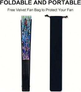 Abanicos de mano grandes reflectantes UV con diseño de hongos, abanicos de mano de PVC transparente personalizados, abanicos plegables con logo impreso personalizado al por mayor - Product Image 5