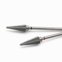 Fraise conique en carbure pour manucure, double coupe avec une spirale inclinée à flûte gauche, pour outils électriques de dépose