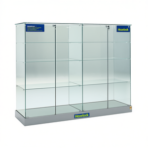 Vitrine Hozelock 142x46x140cm en verre trempé, 2+2 portes battantes verrouillables, 3+3 étagères, base gris clair avec roulettes dissimulées - Product Image 2