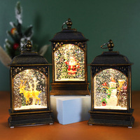 Décorations de Noël lumineuses en forme de bonhomme de neige, lampe à vent plate en plastique de dessin animé, remplie d'eau, pour intérieur, ornements de table
