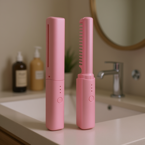 Peine Alisador Inalámbrico Portátil Myrva Rosa con Dientes de Acero Inoxidable y Mango de Plástico ABS, Herramienta de Peinado - Product Image 2