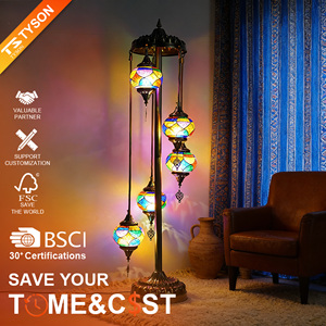<span class=keywords><strong>Lampada</strong></span> da Terra a Mosaico in Vetro Stile Turco Marocchino con Globo Creativo all'Ingrosso per Soggiorno Camera da Letto Ufficio - Product Image 2