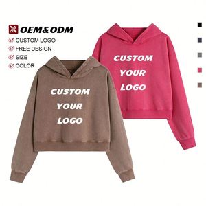 Autumn Winter Style Short Women's <b>Hoodie</b> Clothing Fashion Leisure Casual Comfortable <b>Thin</b> Sweatshirt Embroidery Custom Lgoo - Product Image 3