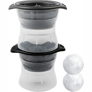 Hot Selling Portable Custom logo Silicone Round Clear Ice Cube Mould Sphere <b>Bucket</b> Mold Wine Ball Maker Molds with Lid - Product Image 1