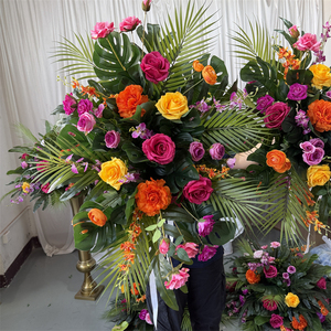 IFG Ventes Flash Guirlande Florale Artificielle Rose Vif <span class=keywords><strong>Orange</strong></span> Verdure Tropicale pour Décoration de Mariage et Fêtes - Product Image 1
