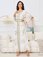 Robe musulmane pour femmes du Moyen-Orient 2026, nouvelle robe élégante à col en V, ensemble deux pièces, robe de soirée de haute qualité