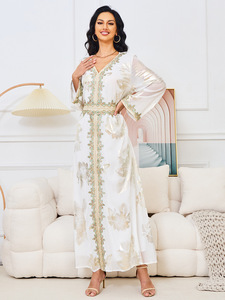Vestido Musulmán <span class=keywords><strong>para</strong></span> Mujer de Oriente Medio 2026, Nuevo Conjunto de Dos Piezas con Cuello en V, Vestido Elegante de Alta Calidad <span class=keywords><strong>para</strong></span> la Noche - Product Image 4