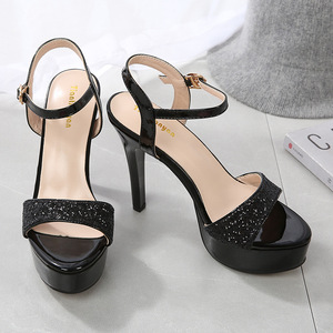 Sandales à plateforme ultra-hautes de 11 cm imperméables pour femmes, chaussures sexy à paillettes pour défilés de mode et boîtes de nuit, collection été intemporelle - Product Image 4