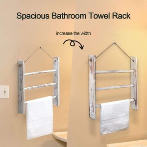 Porte-échelle en <span class=keywords><strong>bois</strong></span> à 3 niveaux pour essuie-mains et couvertures pour salle de bain ou salon - Product Image 5