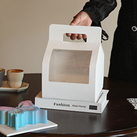 Boîte d'emballage pour gâteau pliable et recyclable avec poignée portable, fenêtre transparente, boîte cadeau en papier kraft pour cupcakes, logo personnalisé, pâtisserie, dessert