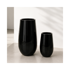 Pot de fleurs de luxe en fibre de verre, jardinière haute d'extérieur, conteneur décoratif de jardin, résistant à l'eau et aux intempéries, blanc et noir, directement de l'usine - Product Image 1