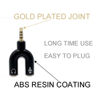 Adaptateur audio en PVC plaqué or en forme de U, répartiteur casque-micro pour haut-parleur et ordinateur, en stock