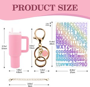พวงกุญแจแก้วน้ำขนาดเล็กแบบกำหนดเองได้ ทนทาน สำหรับผู้หญิงและเด็กผู้หญิง พร้อมจี้ตัวอักษร DIY สำหรับตกแต่งแก้วน้ำและขวด - Product Image 4