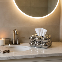 Boîte à mouchoirs en céramique argentée forme de bulle moderne porte-mouchoirs de toilette électrolytique décor de salle de bain personnalisé OEM