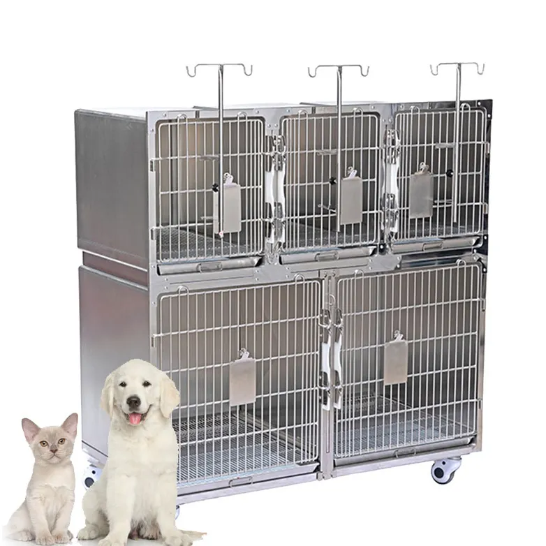 獣医ケアのための高品質の耐久性のあるステンレス鋼の猫と犬の犬小屋ケージ