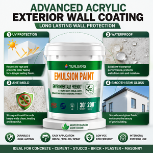 Pintura Acrílica PVA para Exteriores, Resistente a los Rayos UV, Impermeable, Recubrimiento de Paredes, Pintura de Látex Semibrillante para Venta al por Mayor Global - Product Image 1