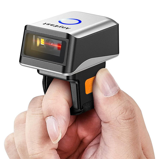 Wireless Bluetooth USB Wired Wearable Mini Ring 2D 1D Qr Bar Code Reader Inventory Barcode Scanner Work with PC iPad Phone