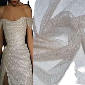 Tela de encaje <span class=keywords><strong>con</strong></span> purpurina pegada de brillo intenso y bordado multicolor, malla de tul <span class=keywords><strong>con</strong></span> lentejuelas extra densas para <span class=keywords><strong>vestido</strong></span> de novia - Product Image 4