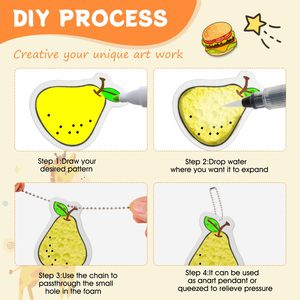 Panwenbo 55 Pcs Vẽ Ma Thuật Puffy Sơn Vải Bọt Biển Ma Thuật 3D Bọt Kết Cấu Sơn Kit Ma Thuật Puffy Sơn Nghệ Thuật Cho Trẻ Em - Product Image 2