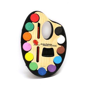 12 Colors Solid Cake Watercolor <b>Paint</b> Set with Brush for Kids for Painting on Paper <b>Canvas</b> Glass - Product Image 4