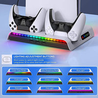 Support de Charge et de Refroidissement Multifonctionnel pour Console PS5 avec Contrôleur d'Éclairage LED RGB 9 Modes – Offre Spéciale