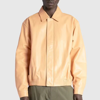 Blouson de moto en cuir véritable style bomber pour homme, avec logo brodé personnalisé OEM/ODM, col montant, idéal pour l'hiver