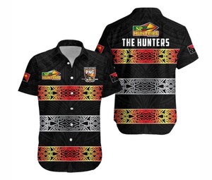 Camiseta personalizada estilo Papúa Nueva Guinea <span class=keywords><strong>Hunter</strong></span> Rugby Relaxlines Camisa hawaiana Fabricantes Directo Camisas de manga corta con botones - Product Image 1