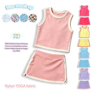 Completo da Tennis Coordinato <span class=keywords><strong>Mamma</strong></span> e Figlia in Nylon Spandex, Top e Gonna-Pantaloncino con Pantaloncini Interni, Abbigliamento Sportivo Traspirante per Bambini per l'Estate - Product Image 3