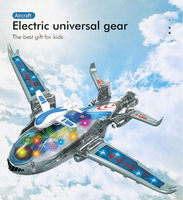 Avion jouet électrique universel à engrenages, transparent, avec fonction « Bump & Go », lumière, musique et rotation, petit avion éducatif pour enfants