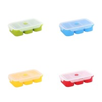 Bac de Congélation en Silicone à 3 Compartiments de Haute Qualité avec Couvercle, Boîte à Lunch Portable Réutilisable pour Cubes de Soupe, Échelle Double Face