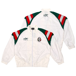 เสื้อแจ็คเก็ตผู้ชาย Joga Bonito สีขาว ลายทางสีแดงเขียว ปักโลโก้ กันลม สปอร์ต ซิปหน้า ปกคอพับได้ - Product Image 1