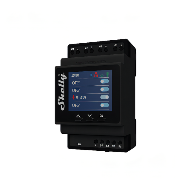 Shelly Pro 4PM 4 Channels DIN Rail WiFi LAN Supported Electronic Intelligent Smart Wall Switch