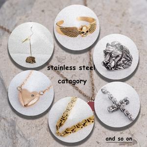 Bijoux en acier inoxydable, chaîne personnalisée, pendentifs plaqués or, collier, bague, boucles d'oreilles, fabrication en gros - Product Image 3