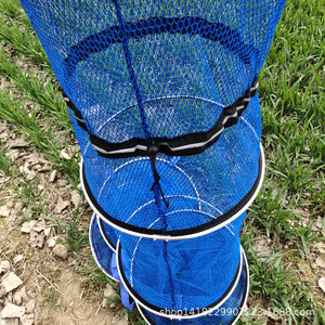 Panier à poissons pliable en alliage d'aluminium avec anneau épaissi et filet en nylon bleu pour la pêche - Product Image 2