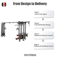 Torre de entrenamiento selectorizada de un solo cable y cinco estaciones con viga de conexión larga, múltiples accesorios, máquina de gimnasio de acero, capacidad de 5x100 kg