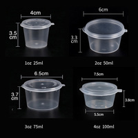 Conteneur rond miniature transparent scellé pour sauce chili, en plastique PP, jetable, avec couvercle à charnière, 1 oz, 2 oz, 3 oz, 4 oz