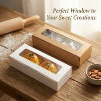 Boîte d'emballage pour macarons en papier kraft transparent à couvercle rabattable, design pliable, adaptée aux pâtisseries et aux biscuits