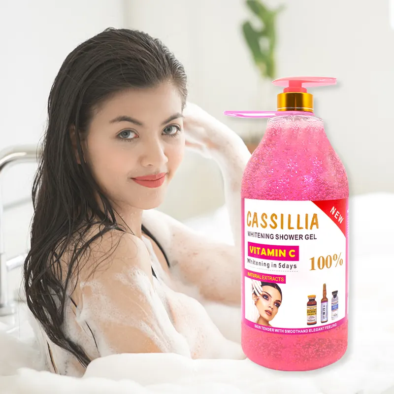 Botella grande rosa de gel de ducha, limpieza suave corporal, limpieza corporal, gel de ducha antimicrobiano Blanqueador