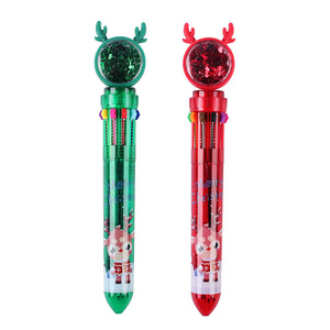 Stylo à bille à 10 couleurs avec bouton poussoir et paillettes de Noël, prix de Noël créatif, petit cadeau pour enfants et étudiants. - Product Image 5