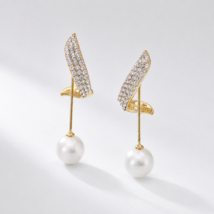 Boucles d'oreilles longues à pampilles en cristal style coréen pour femme, avec perles et cristaux en forme de goutte d'eau - Product Image 3