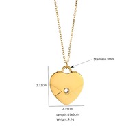 Chaîne de collier minimaliste et délicate en acier inoxydable plaqué or 18 carats avec pendentif cœur enveloppe, gravable, pour bricolage