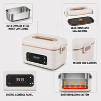 HTIM Wiederaufladbarer Elektrischer Speisenwärmer Kabellose Lunchbox Edelstahl-Innentopf Digitale Steuerung Timer-Funktion 1L Fassungsvermögen