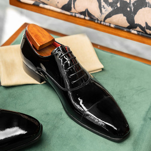 Zapatos Oxford de Vestir para Hombre, de Charol, con Punta en Pico, Suela Roja, con Cordones, Estilo Sólido, Antideslizantes, para Todas las Temporadas, para Oficina - Product Image 2
