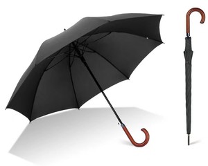 Wholesale Custom Logo Snow White Long Handle <b>Windproof</b> 8 Reinforced Ribs Auto Open Stick <b>Umbrella</b> Wooden Crook Handle Business - Product Image 1