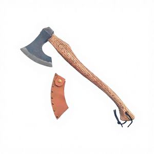 Hacha de Acero de Damasco de Alta Calidad con Espiga Plana, Mango de Madera, Logotipo Personalizado, Grado Industrial, 550mm, Herramientas para Camping y Caza, Uso Privado - Product Image 3