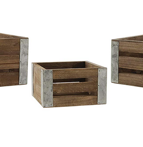 Assorted Light Stained Square Wooden Crates for home decoration