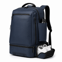 Sac à dos de sport décontracté imperméable en PU avec compartiment inférieur pour chaussures et poche pour bouteille, idéal pour les trajets quotidiens